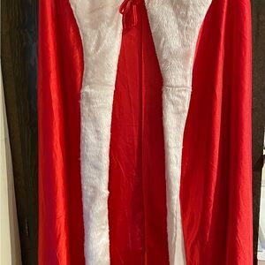 Santa Claus Cape Hoodie Red and White Faux Fur Cape One Size Fit (Used)